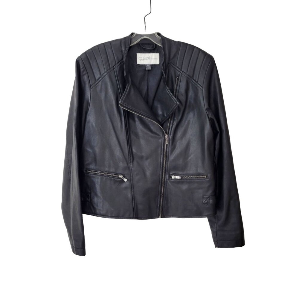 Moto Jacket Black Faux Leather Jaclyn Smith Collection - Picture 5 of 5